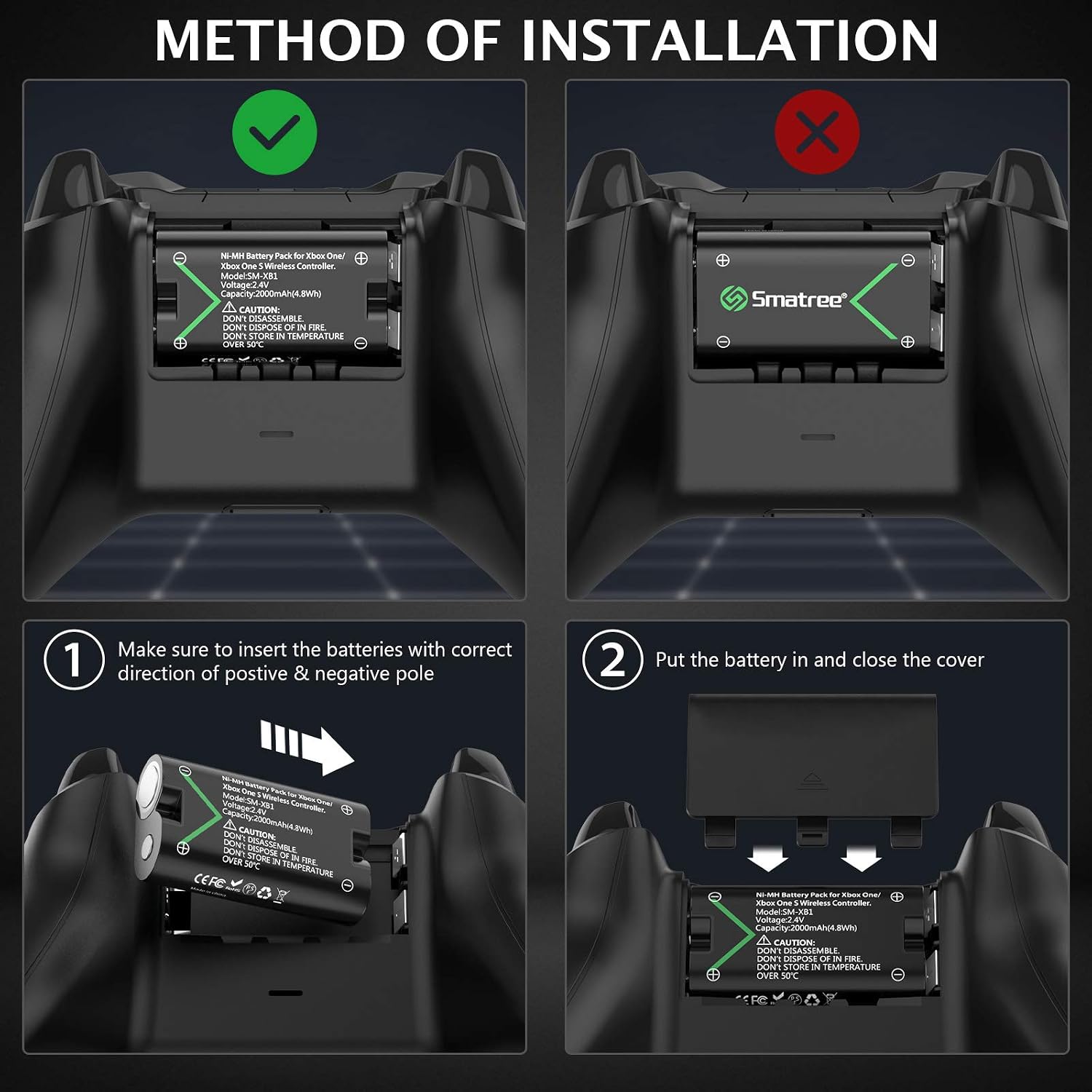 کیت باتری قابلشارژ Smatree برای Xbox Series X/S و Xbox One؛ شامل ۳ عدد باتری Ni-MH با ظرفیت ۲۰۰۰ میلیآمپر ساعت و شارژر دودرگاهه