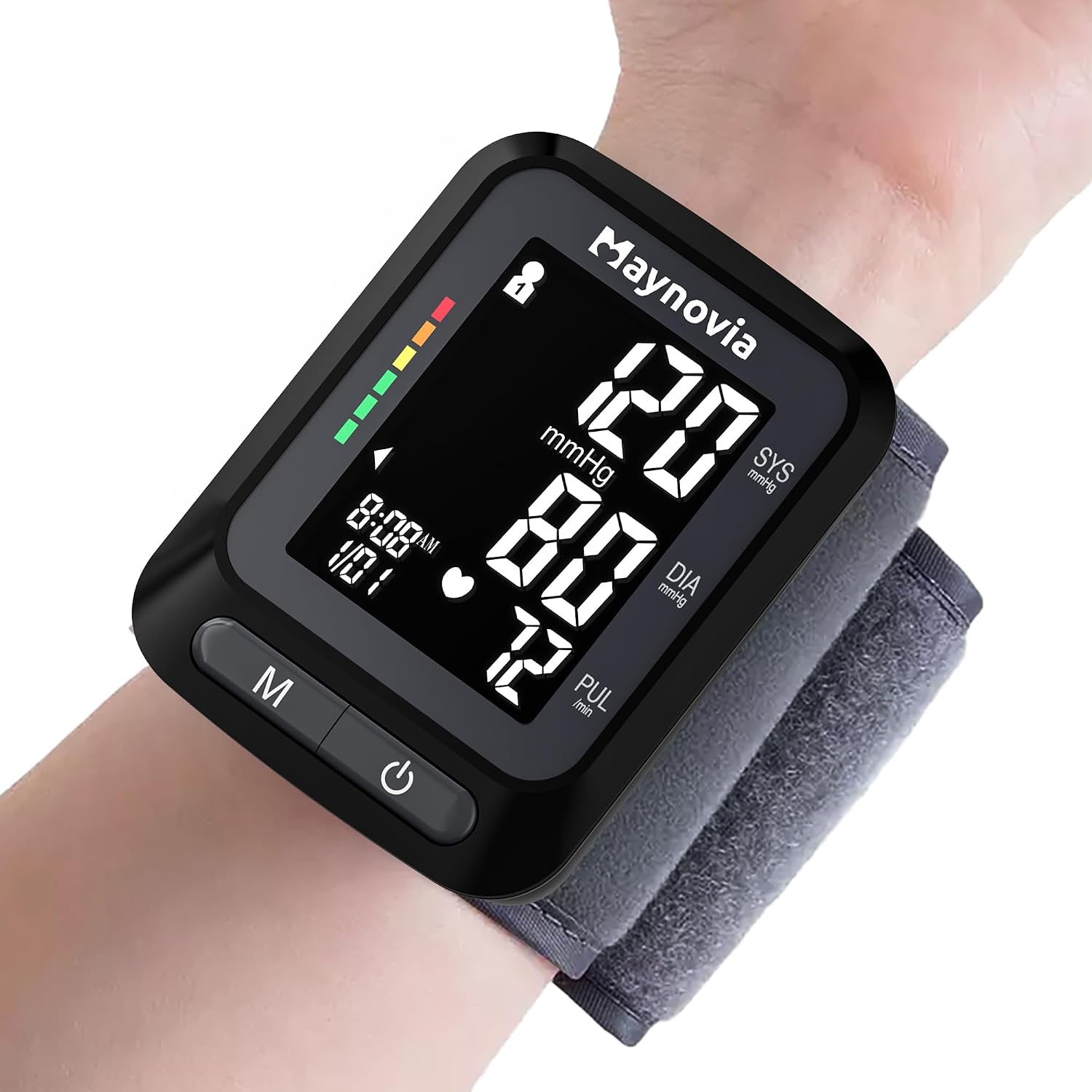 فشارسنج مچی دیجیتال Maynovia DBP-2253 | نمایشگر LCD نور پسزمینه، حافظه ۲ کاربره، مناسب منزل و سفر
