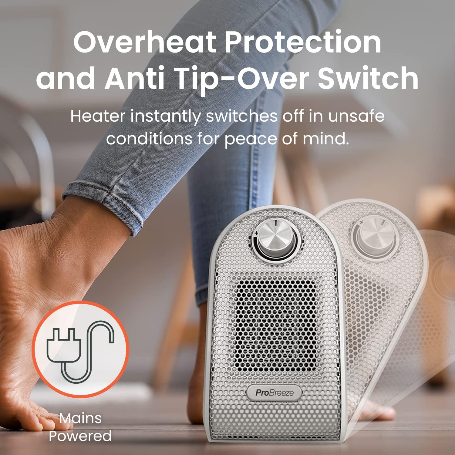 بخاری برقی کوچک Pro Breeze مدل 500W | هیتر سرامیکی رومیزی قابل حمل با ترموستات قابل تنظیم و سیستم ایمنی