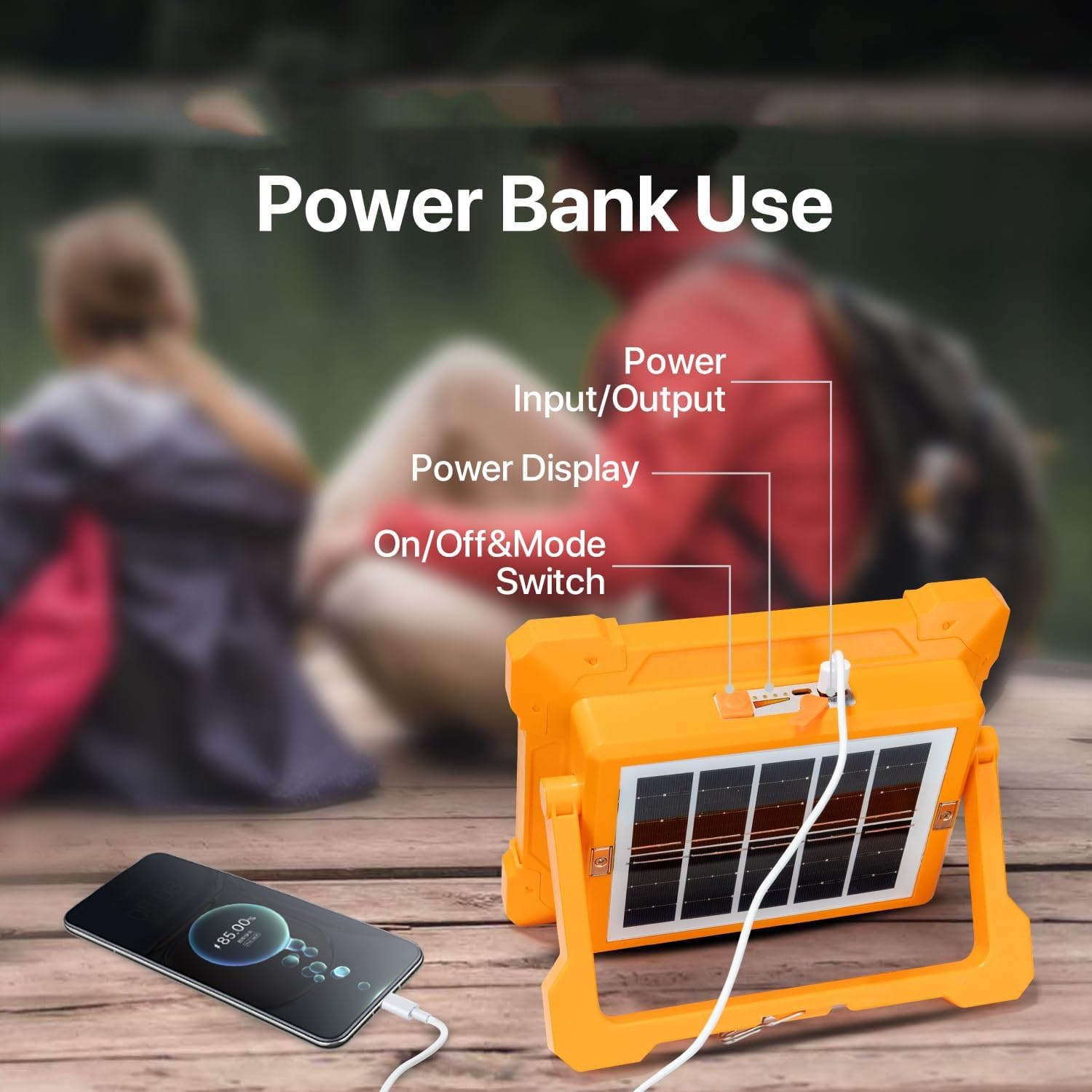 پروژکتور LED خورشیدی ErayLife مدل 100W | چراغ کار شارژی قابل حمل با پاوربانک، باتری پرقدرت و ضدآب IP66