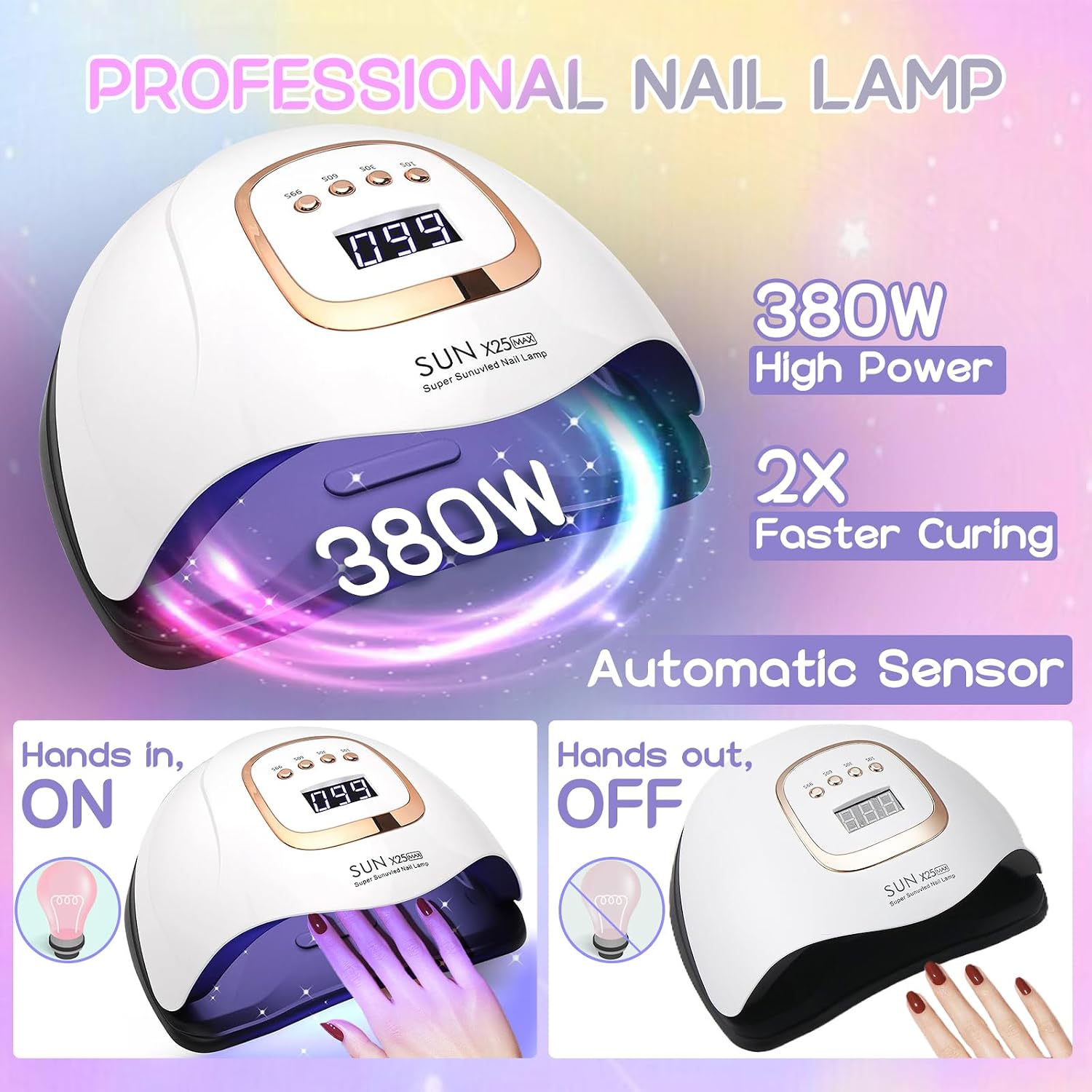 دستگاه لاک خشککن ناخن UV LED ،با توان 380 وات و 81 لامپ، مناسب ژل و کاشت ناخن