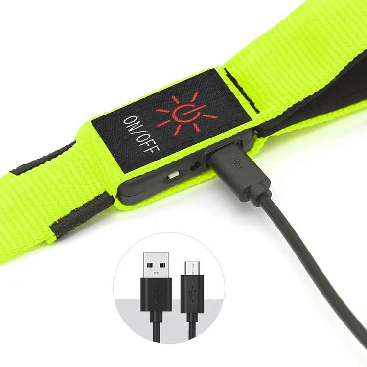 بند سگ - قلاده سگ LED مدل VIZPET - قلاده نایلونی چراغدار و قابل شارژ با USB - طول ۴۷.۲ اینچ، دارای ۳ حالت چشمکزن و سگک فلزی - 120 سانتی - نوری