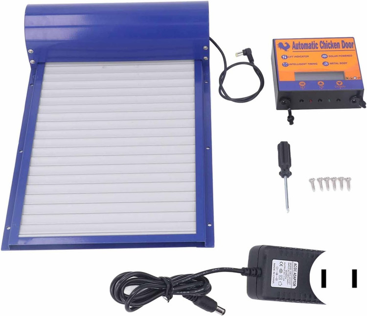 درب اتوماتیک لانه مرغ با تایمر و نمایشگر LED؛ درببازکن فلزی با قابلیت کارکرد با باتری، دارای حالتهای تایمر و دستی، مناسب برای مرغ، اردک و سایر طیور