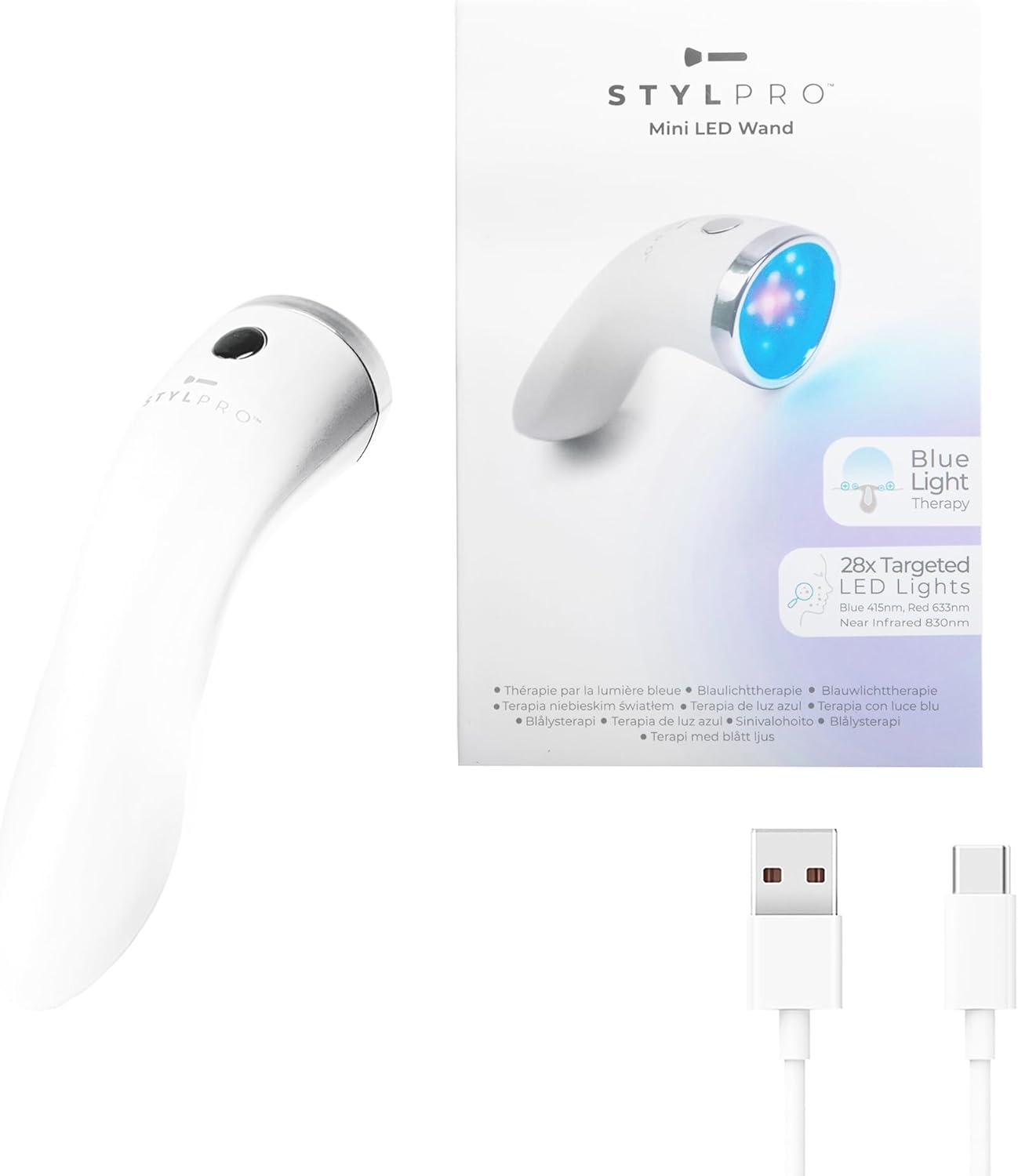 دستگاه نوردرمانی LED پوست STYLPRO Mini Magic Wand مدل آبی، قرمز و مادون قرمز برای درمان جوش و جوانسازی پوست