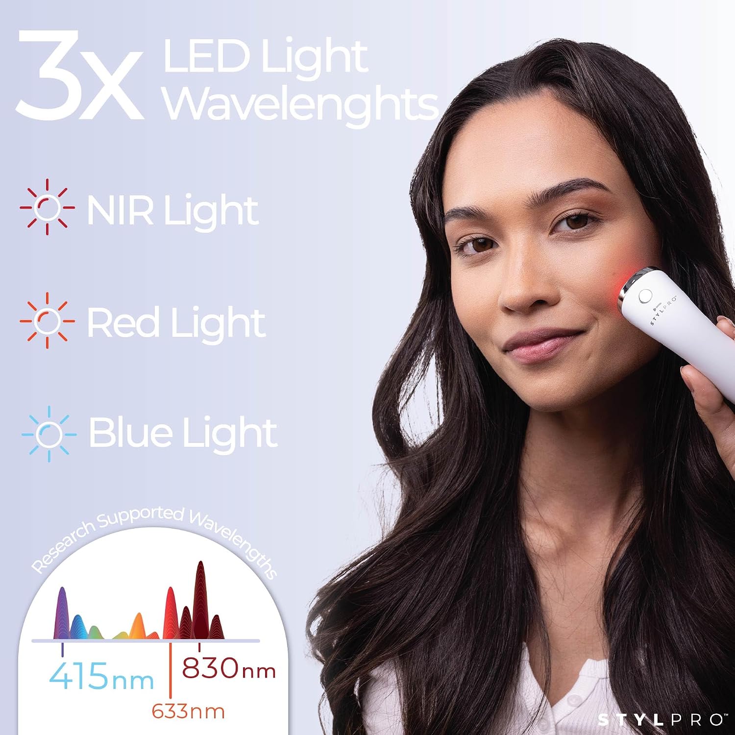دستگاه نوردرمانی LED پوست STYLPRO Mini Magic Wand مدل آبی، قرمز و مادون قرمز برای درمان جوش و جوانسازی پوست