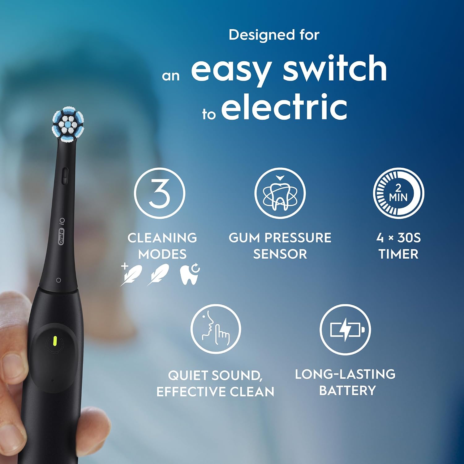مسواک برقی شارژی Oral-B iO2 Series 2 با فناوری iO، سنسور فشار هوشمند و 3 حالت شستشو