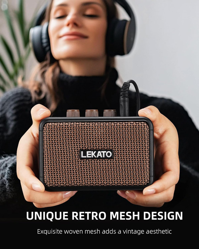 آمپلیفایر گیتار الکتریک LEKATO مدل Mini با توان 5 وات، بلوتوث و افکت Clean و Overdrive