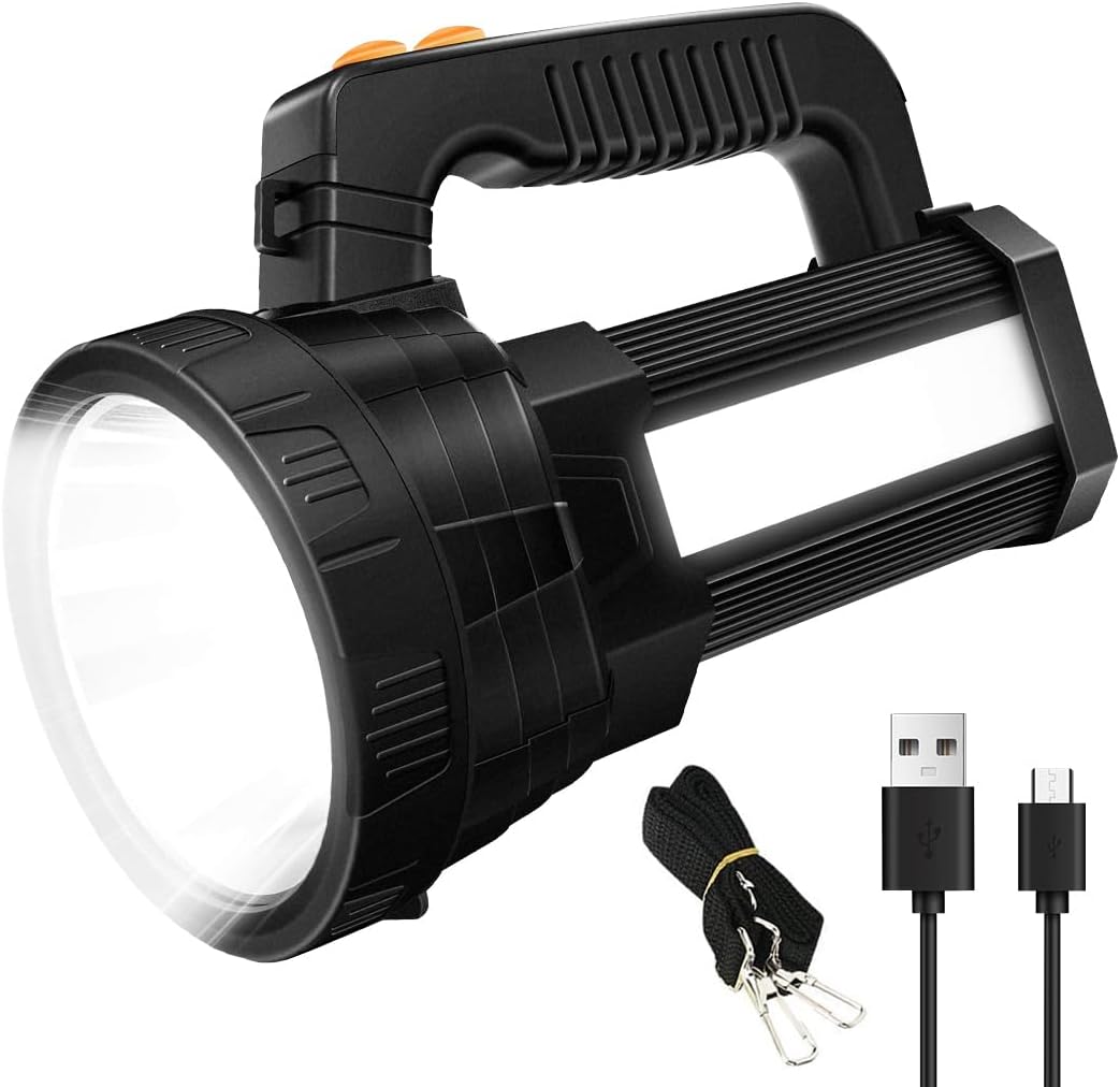پروژکتور LED با نور 10000 لومن، باتری قدرتمند، ۶ حالت روشنایی و طراحی مقاوم؛ مناسب کمپینگ، طبیعتگردی، ماهیگیری و شرایط اضطراری.