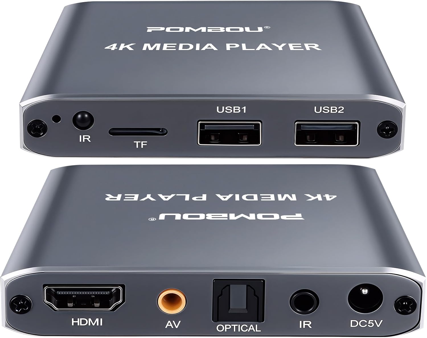 مدیا پلیر دیجیتال 4K POMBOU با پشتیبانی USB و Micro SD، خروجی HDMI، AV و Optical