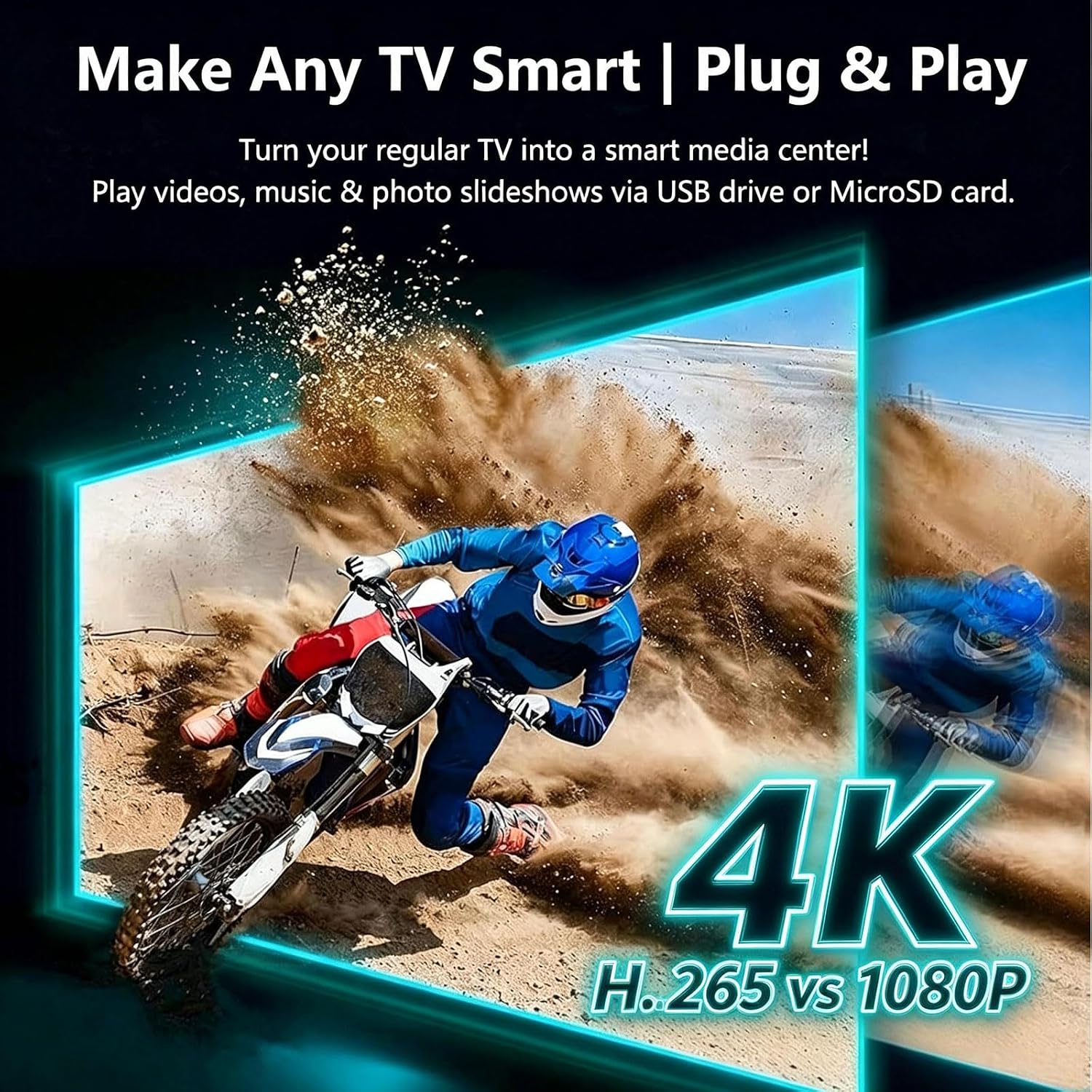مدیا پلیر دیجیتال 4K POMBOU با پشتیبانی USB و Micro SD، خروجی HDMI، AV و Optical