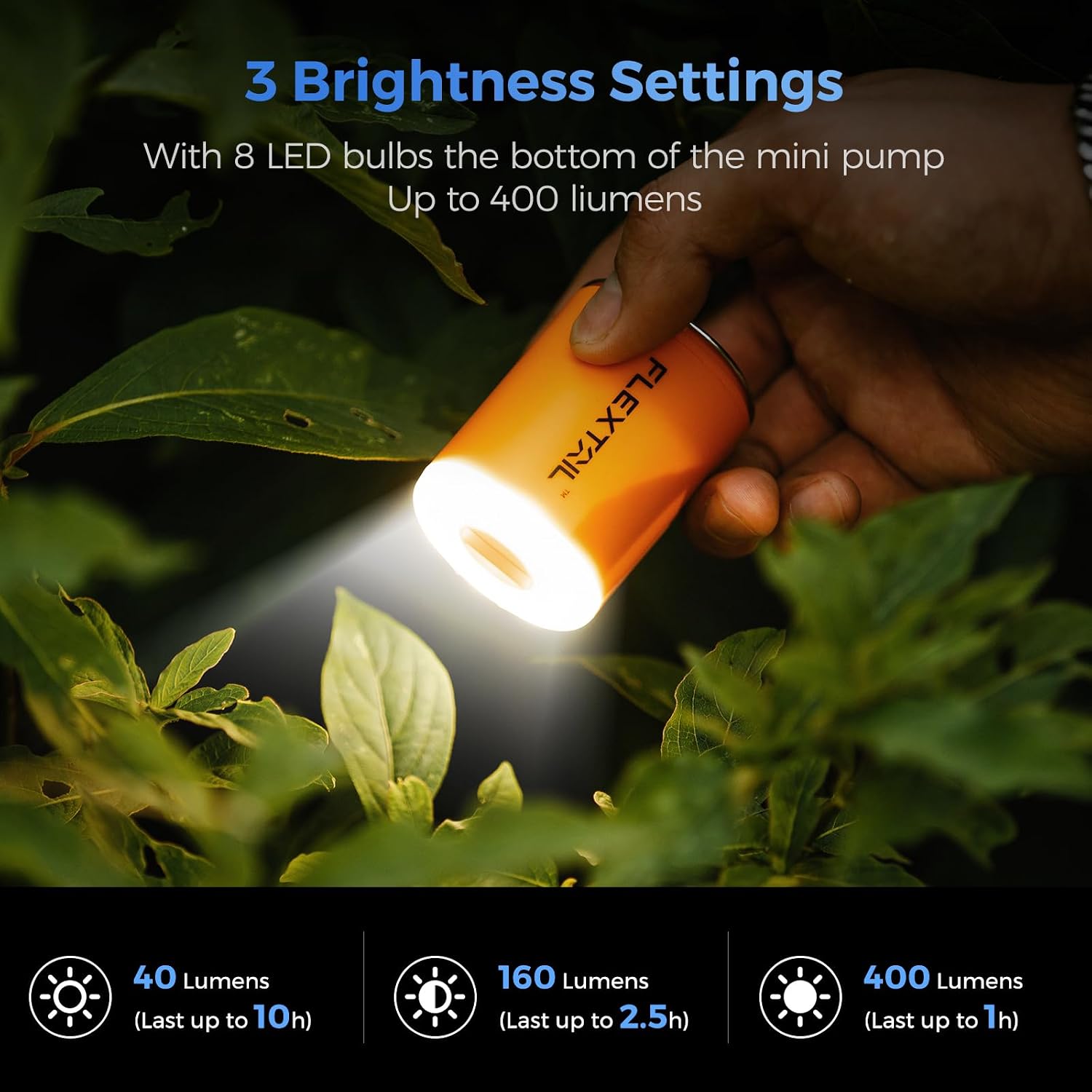 پمپ باد شارژی مینی FLEXTAILGEAR Tiny Pump 2X با چراغ LED، باتری 1300mAh و 5 نازل کاربردی