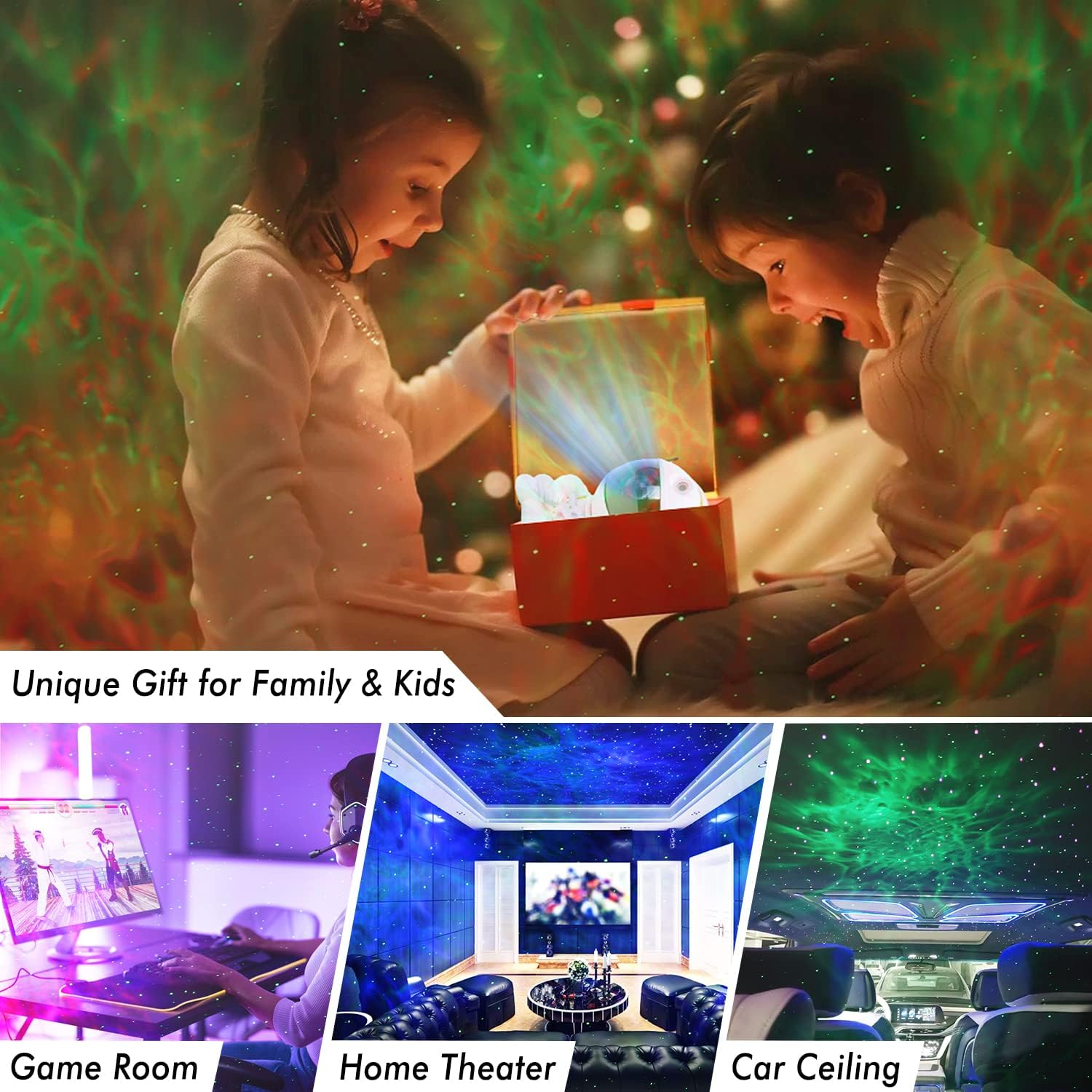 پروژکتور کهکشانی فضانورد SHJQJJLBCQ با چراغ خواب LED، نور سحابی چندحالته و ریموت کنترل