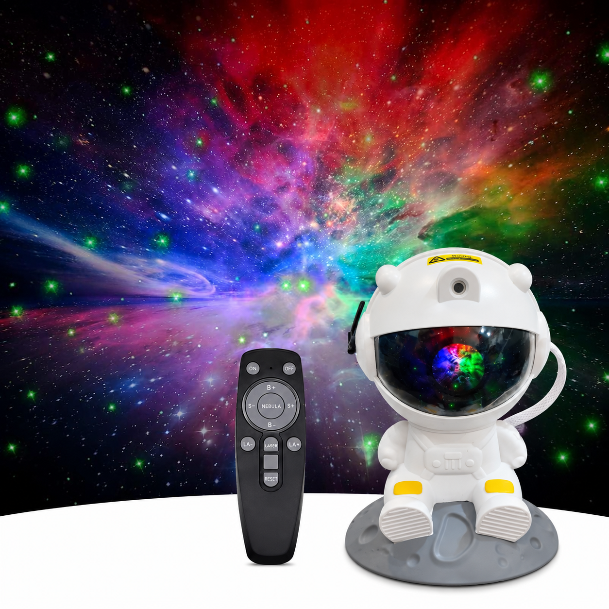 پروژکتور کهکشانی فضانورد SHJQJJLBCQ با چراغ خواب LED، نور سحابی چندحالته و ریموت کنترل