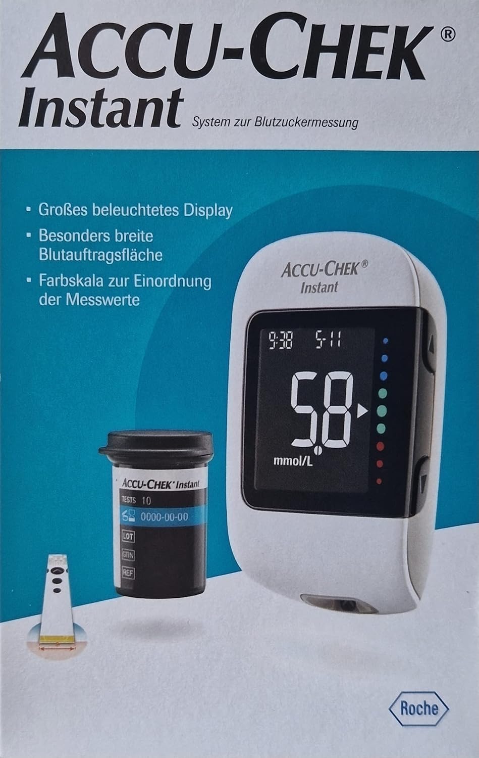 دستگاه تست قند خون Accu-Chek Instant Roche با نمایشگر بزرگ و سیستم اندازهگیری آسان