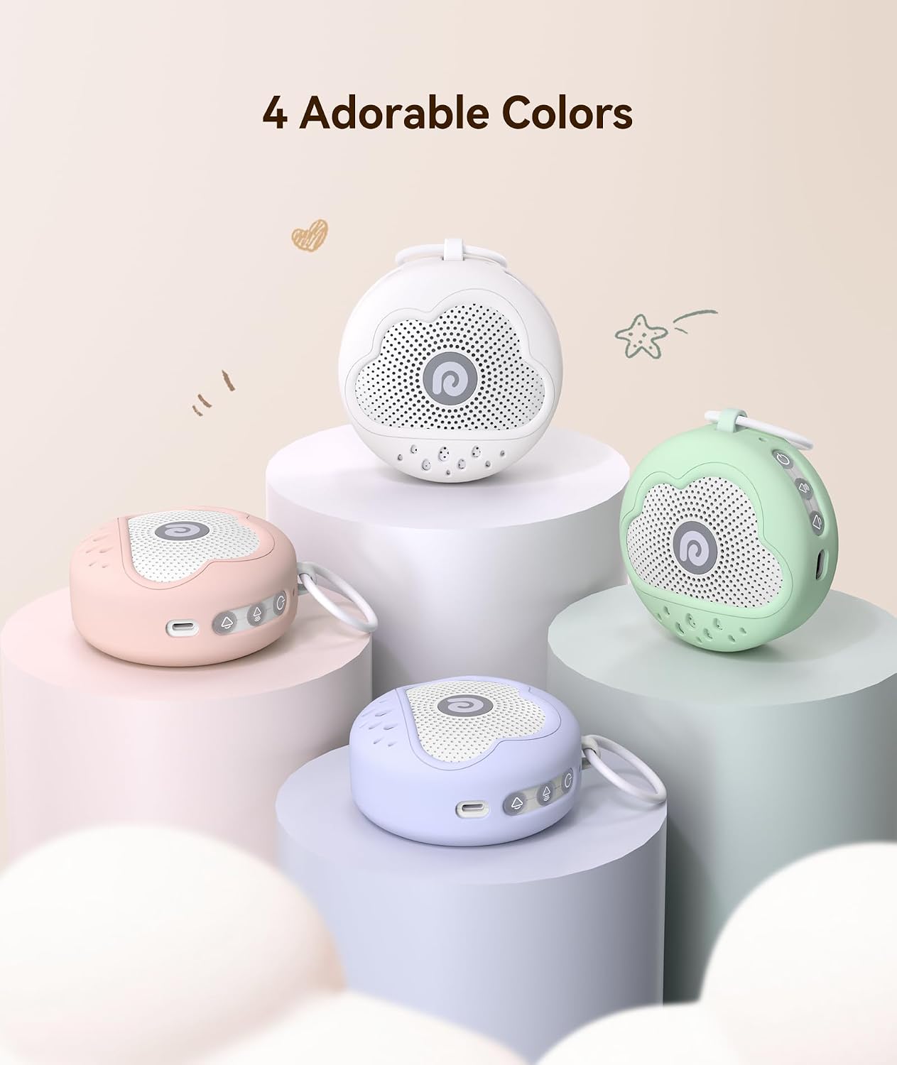 دستگاه تولید نویز سفید +Dreamegg D11 Max مخصوص نوزاد؛ دارای روکش سیلیکونی ایمن و فاقد BPA، شامل ۲۱ صدای آرامشبخش، مقاوم در برابر ضربه و سقوط (مناسب برای نوزادان پرتحرک) و ایدهآل برای استفاده در کالسکه هنگام سفر. -- رنگ سفید