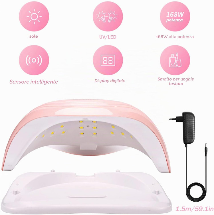 دستگاه UV LED لاک خشککن ناخن VIPNAJI مدل 168W، دارای سنسور خودکار، تایمر و نمایشگر LCD