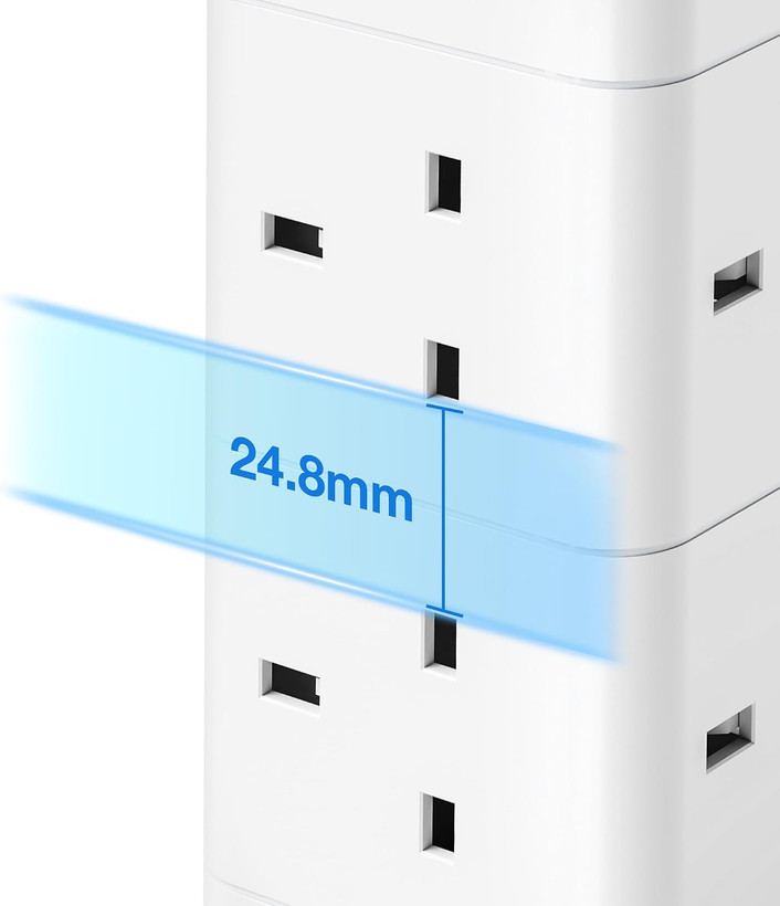 چندراهی برق ایستاده VonHaus با ۸ پریز، محافظ برق، پورت USB و USB-C شارژ سریع