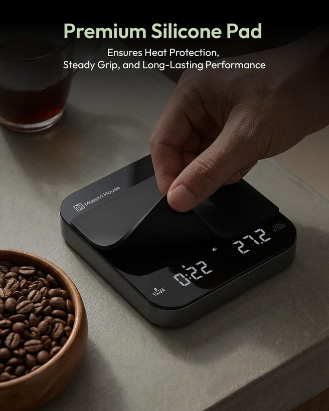 ترازو دیجیتال قهوه Maestri House S2 با دقت 0.1 گرم، تایمر هوشمند و شارژ USB-C