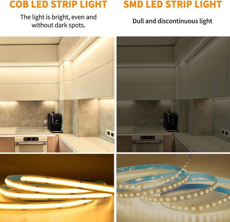 نوار LED COB ییوِیل 100 فوت، نور گرم 3000K با کنترل ریموت و اپلیکیشن، قابل تنظیم شدت نور