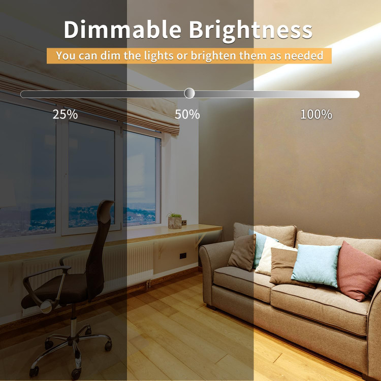 نوار LED COB ییوِیل 100 فوت، نور گرم 3000K با کنترل ریموت و اپلیکیشن، قابل تنظیم شدت نور