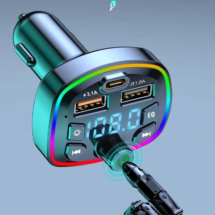 شارژر فندکی بلوتوثی خودرو Q7 با فرستنده FM، پخش MP3 و شارژ سریع دوگانه USB