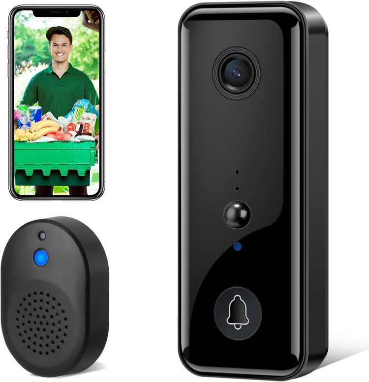 زنگ درب هوشمند بیسیم با دوربین 1080P، تشخیص حرکت، مکالمه دوطرفه و ضدآب IP65
