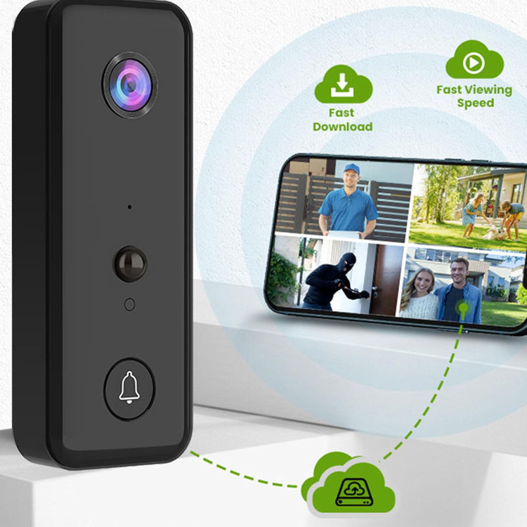 زنگ درب هوشمند بیسیم با دوربین 1080P، تشخیص حرکت، مکالمه دوطرفه و ضدآب IP65