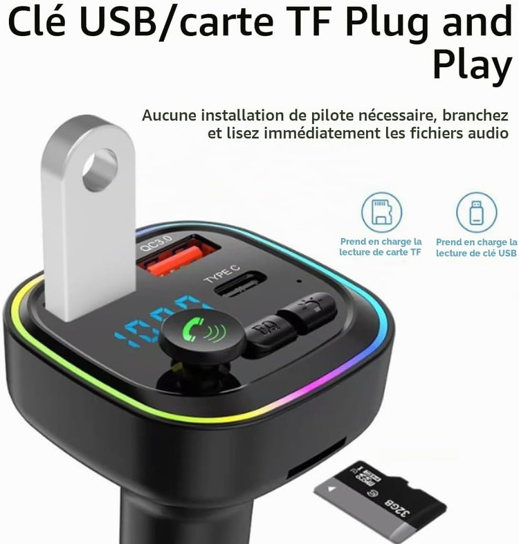 شارژر فندکی بلوتوثی خودرو P4 با فرستنده FM، شارژ سریع QC3.0، پخش MP3 و هندزفری
