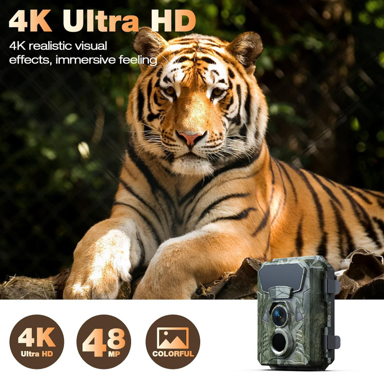 دوربین حیاتوحش VOOPEAK مدل 4K | دوربین تلهای 48 مگاپیکسل با دید در شب، سنسور حرکتی، ضدآب IP66 و زاویه دید گسترده 120 درجه