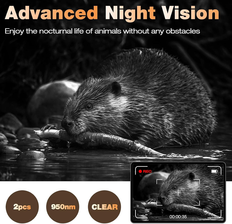 دوربین حیاتوحش VOOPEAK مدل 4K | دوربین تلهای 48 مگاپیکسل با دید در شب، سنسور حرکتی، ضدآب IP66 و زاویه دید گسترده 120 درجه