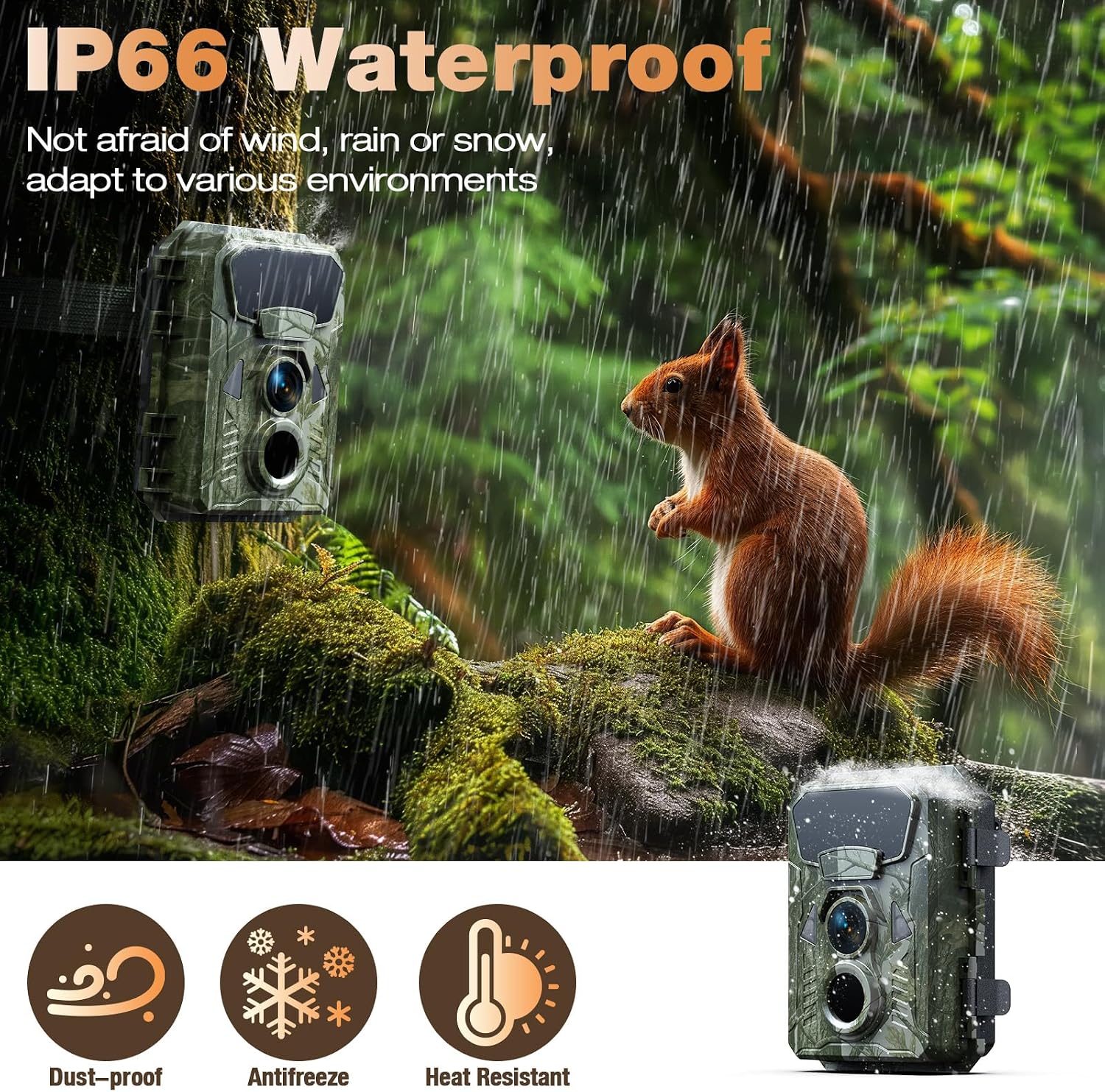دوربین حیاتوحش VOOPEAK مدل 4K | دوربین تلهای 48 مگاپیکسل با دید در شب، سنسور حرکتی، ضدآب IP66 و زاویه دید گسترده 120 درجه