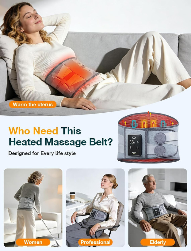 کمربند حرارتی ماساژور کمر ALLJOY مدل Cordless Heating Pad | پد گرمایشی شارژی با ماساژ لرزشی و پشتیبانی ستون فقرات