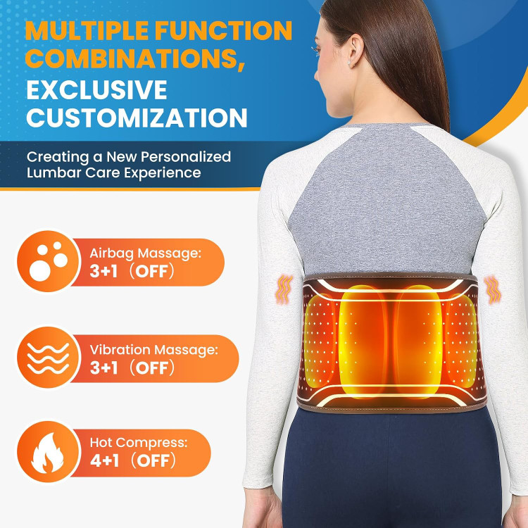 کمربند حرارتی ماساژور کمر Sika deer مدل Airbag Lumbar Belt | پد گرمایشی شارژی با ماساژ کیسه هوایی، لرزشی و گرمایش چندمرحلهای