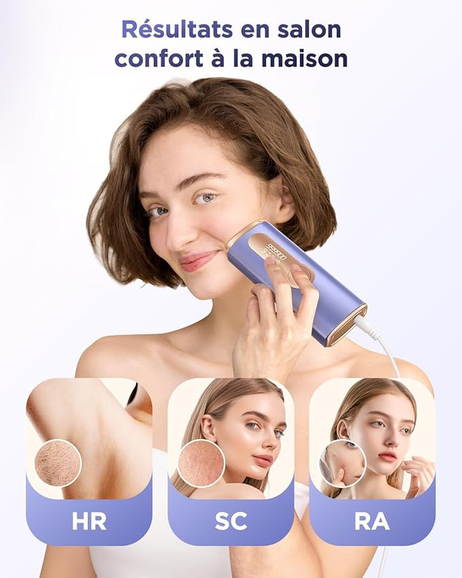 دستگاه حذف موهای زائد لیزری - دستگاه اپیلاتور نوری (IPL) Haarlosy با قابلیت خنککنندگی و ۹۹۹,۹۰۰ فلش؛ دارای عملکرد ۳ در ۱ (رفع موهای زائد، جوانسازی پوست و رفع آکنه) و ۲ حالت کاری، مناسب برای رفع دائمی موهای زائد زیر بغل، ناحیه تناسلی و سایر نقاط بدن.