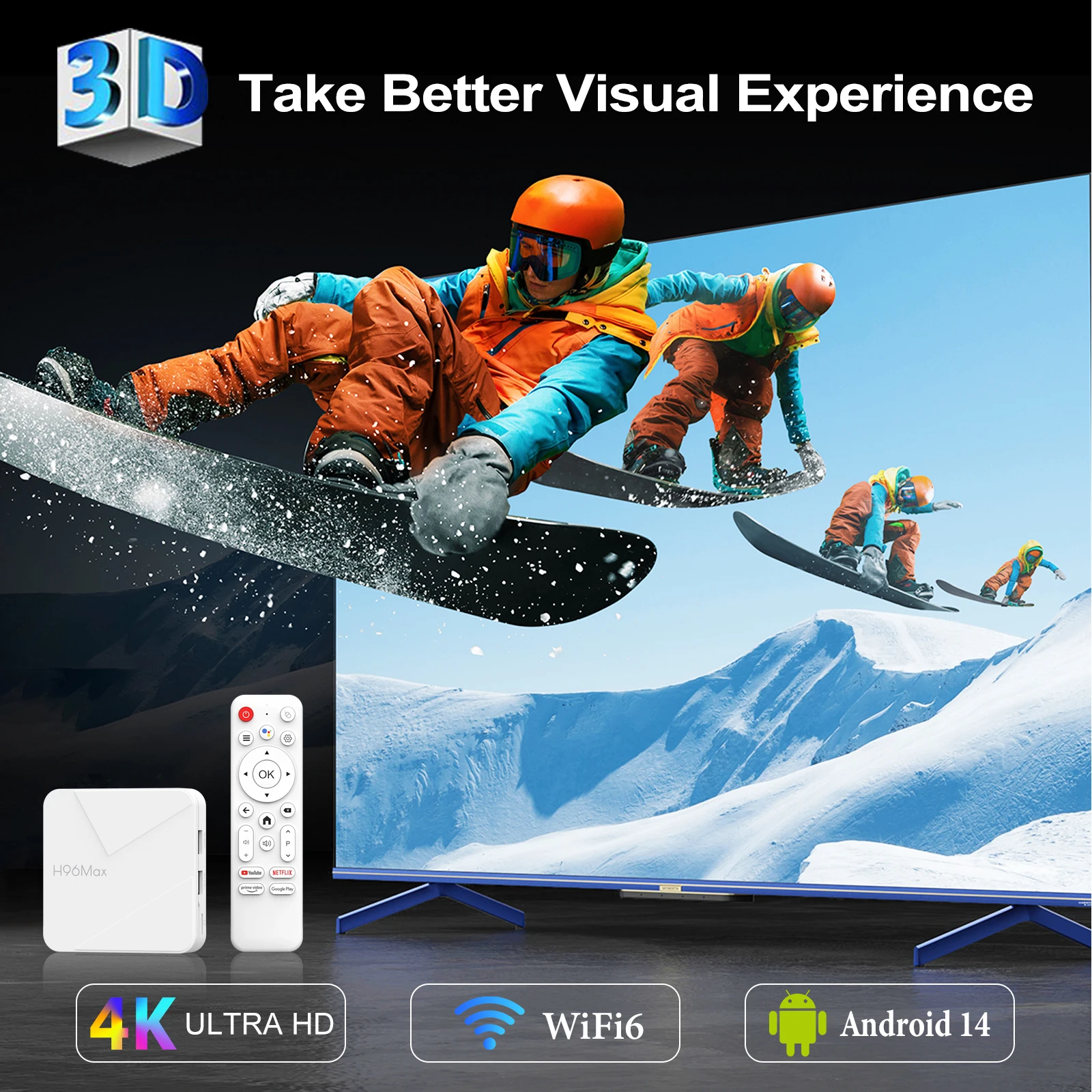 اندروید باکس H96 MAX مدل Android 14 با پردازنده چهار هستهای، وایفای 6 و پشتیبانی از تصویر 4K