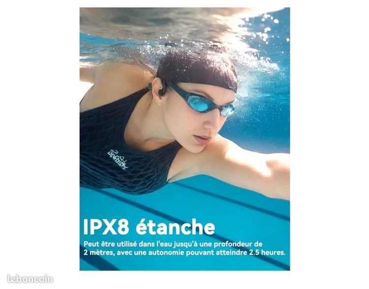 هدفون استخوانی ورزشی ضدآب IPX8 با بلوتوث 5.4 و حافظه داخلی ۳۲ گیگابایت، مناسب شنا، دوچرخهسواری و دویدن